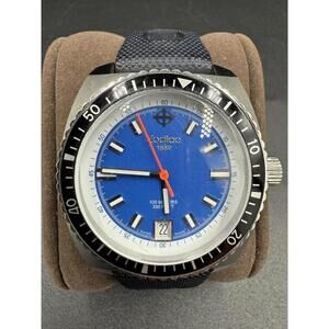 Rare ZODIAC " Sea Dragon " ZO2205 Quartz Swiss Men's Watch with Blue Dial Orange